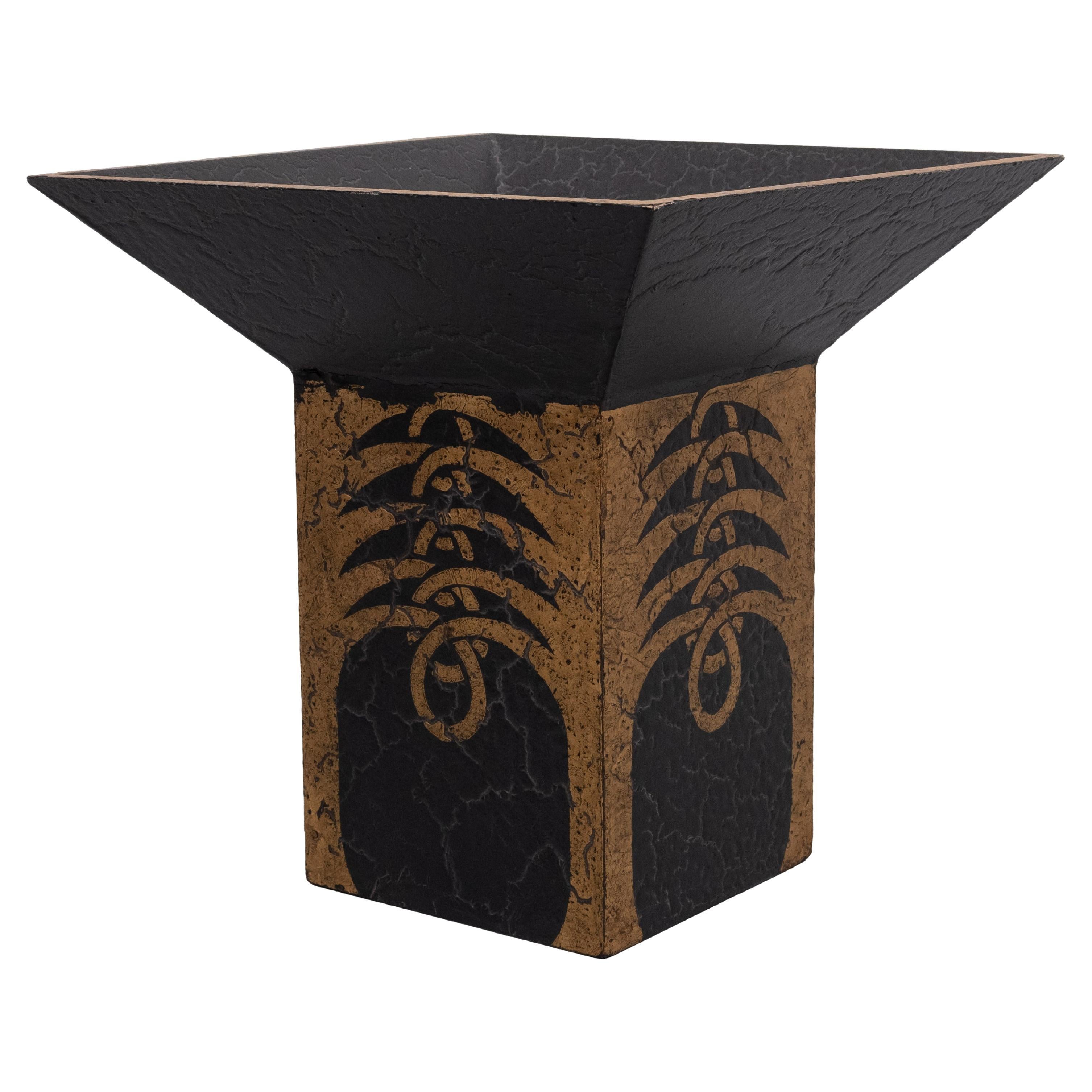 Gold on Black Art Deco Jardiniere width craquelure Japan For Sale