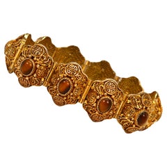 Gold on Sterling Silver Boho Style Moroccan Link  Bracelet