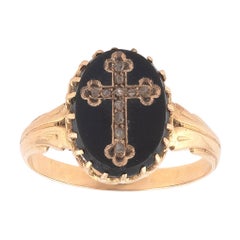 Gold Onyx and Diamond Nun's Bride of Christ Wedding Ring
