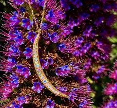 Gold Opal Crescent Moon Necklace