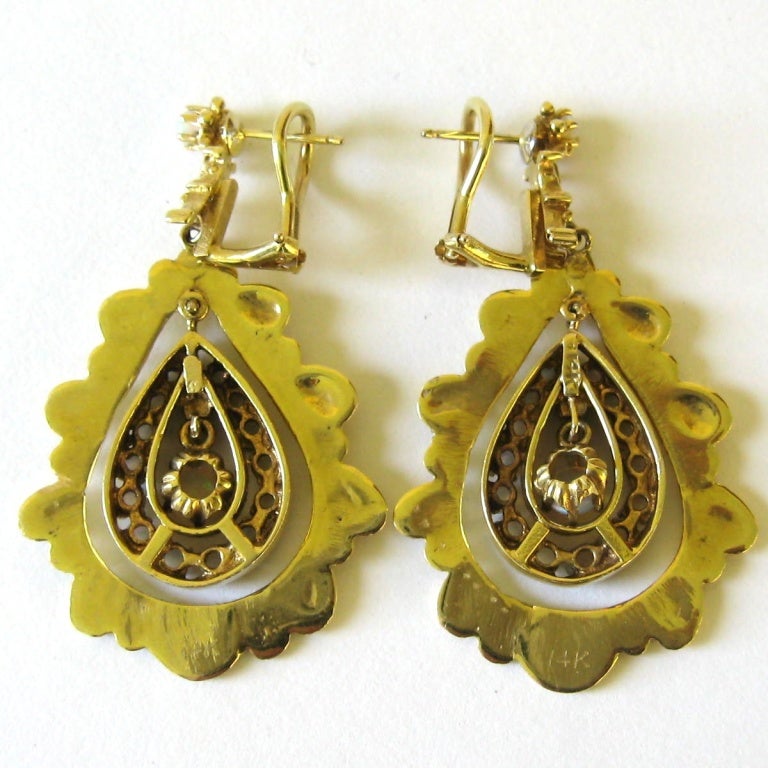 Women's  Gold Opal Dangle Earrings For Sale