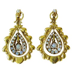 Retro  Gold Opal Dangle Earrings