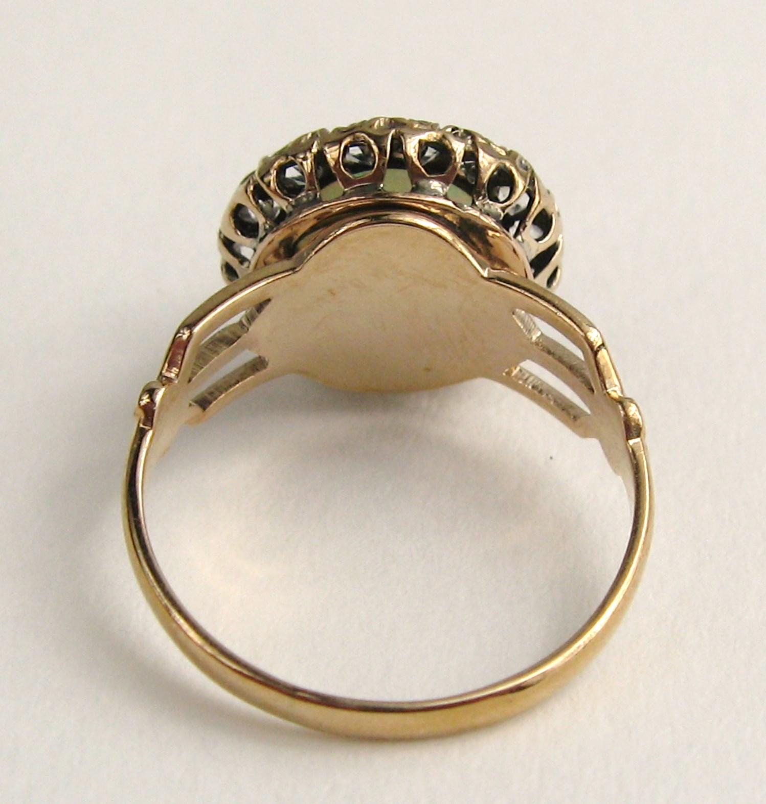 Women's Gold Opal Diamond Halo Ring by Ostby & Barton