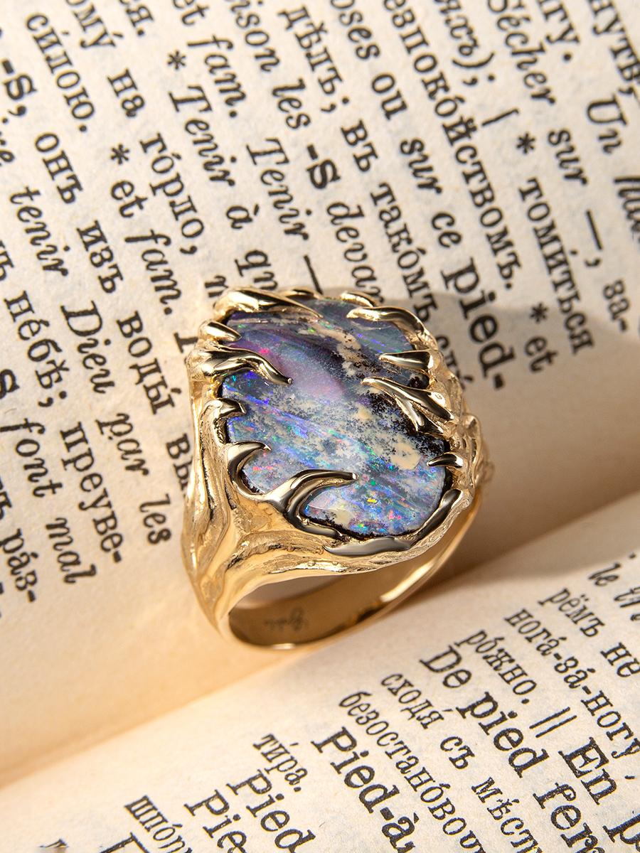 Gold Opal ring Statement Valentine's Day gift Engagement ring For Sale 6
