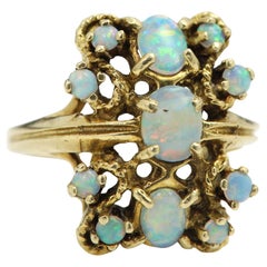 Anillo Ópalo Oro Vintage Art Decó Piedras naturales 14 Quilates circa 1940's