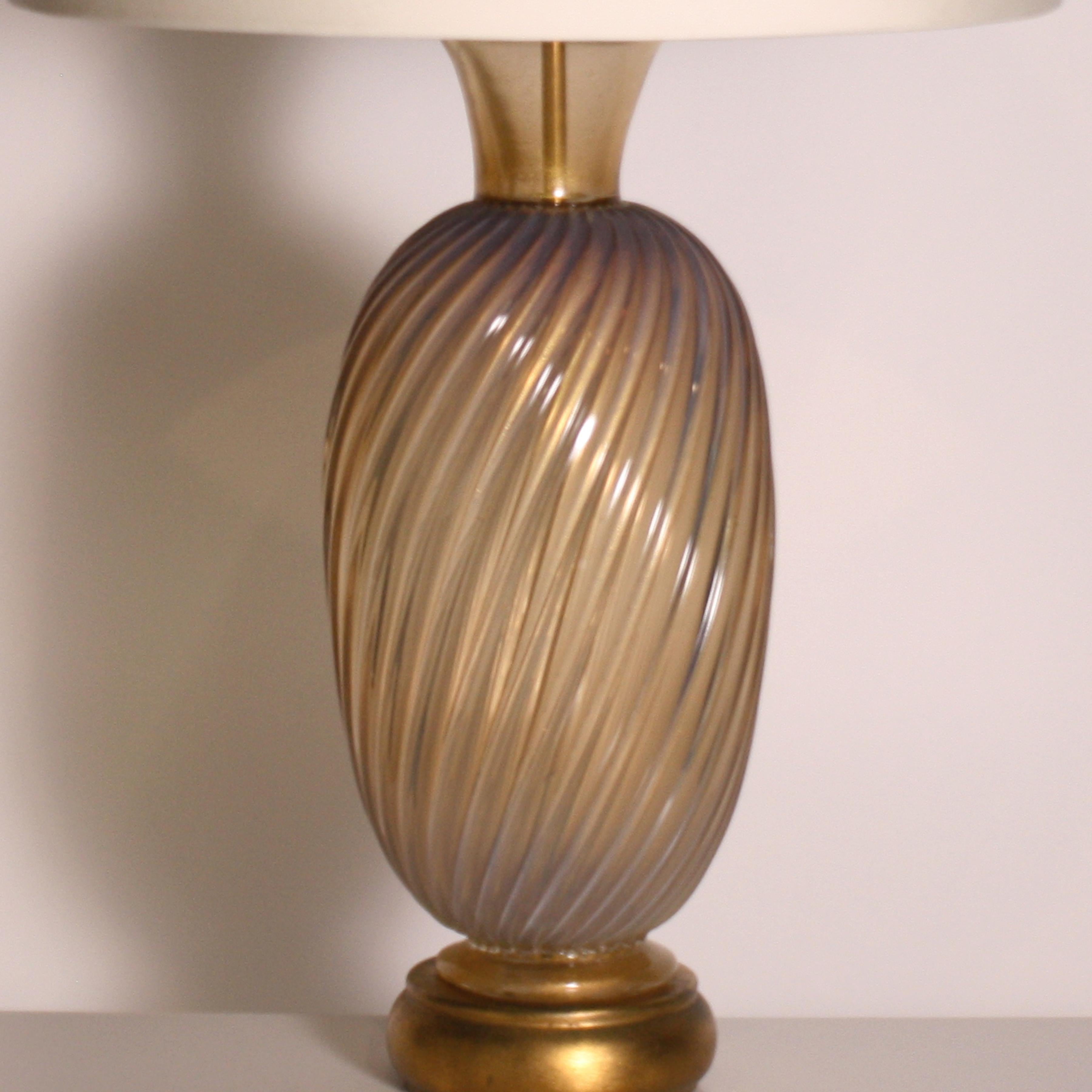 Gold & Opaline Murano lamp, c. 1950.