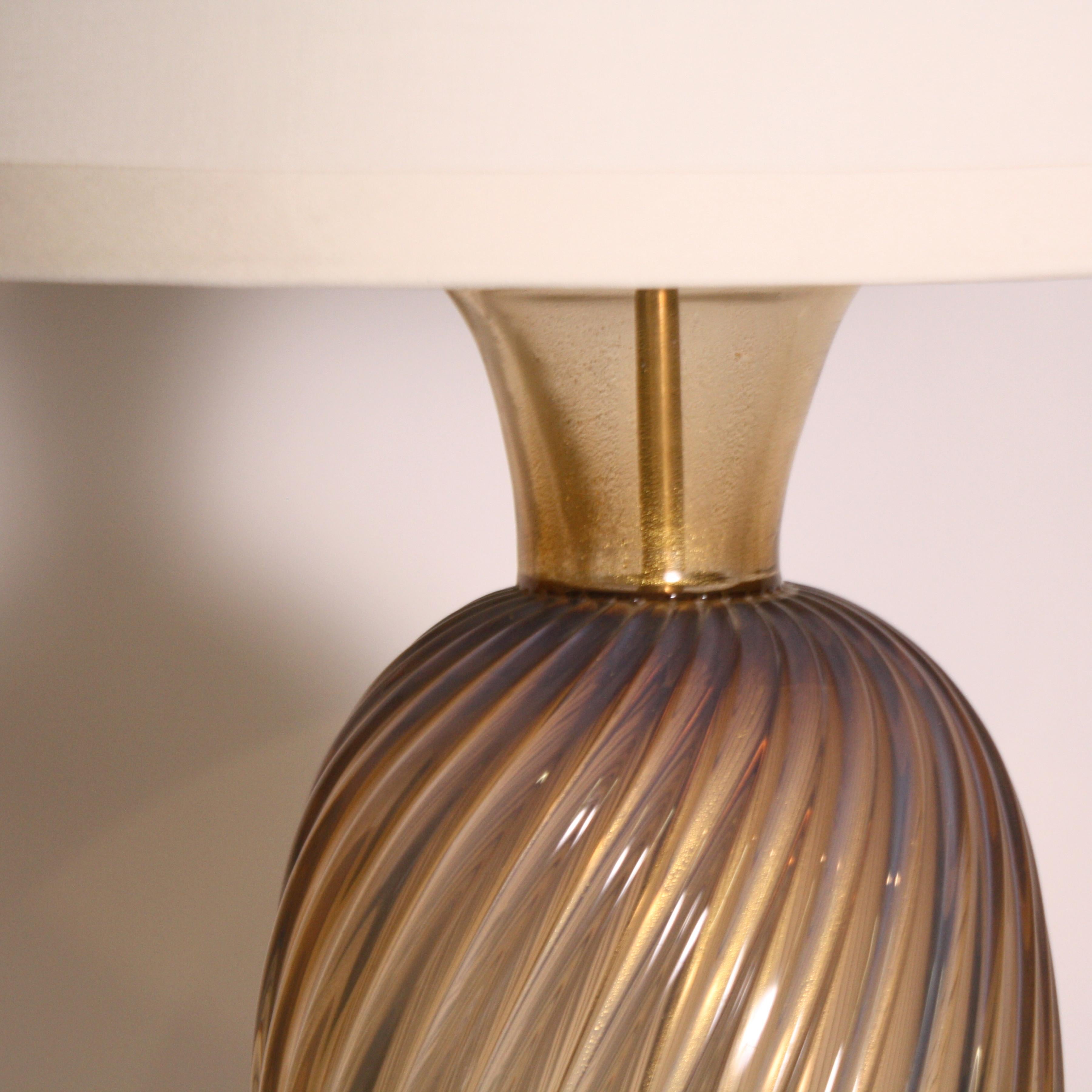 Gold & Opaline Murano Lamp, c. 1950 In Good Condition For Sale In Dallas, TX