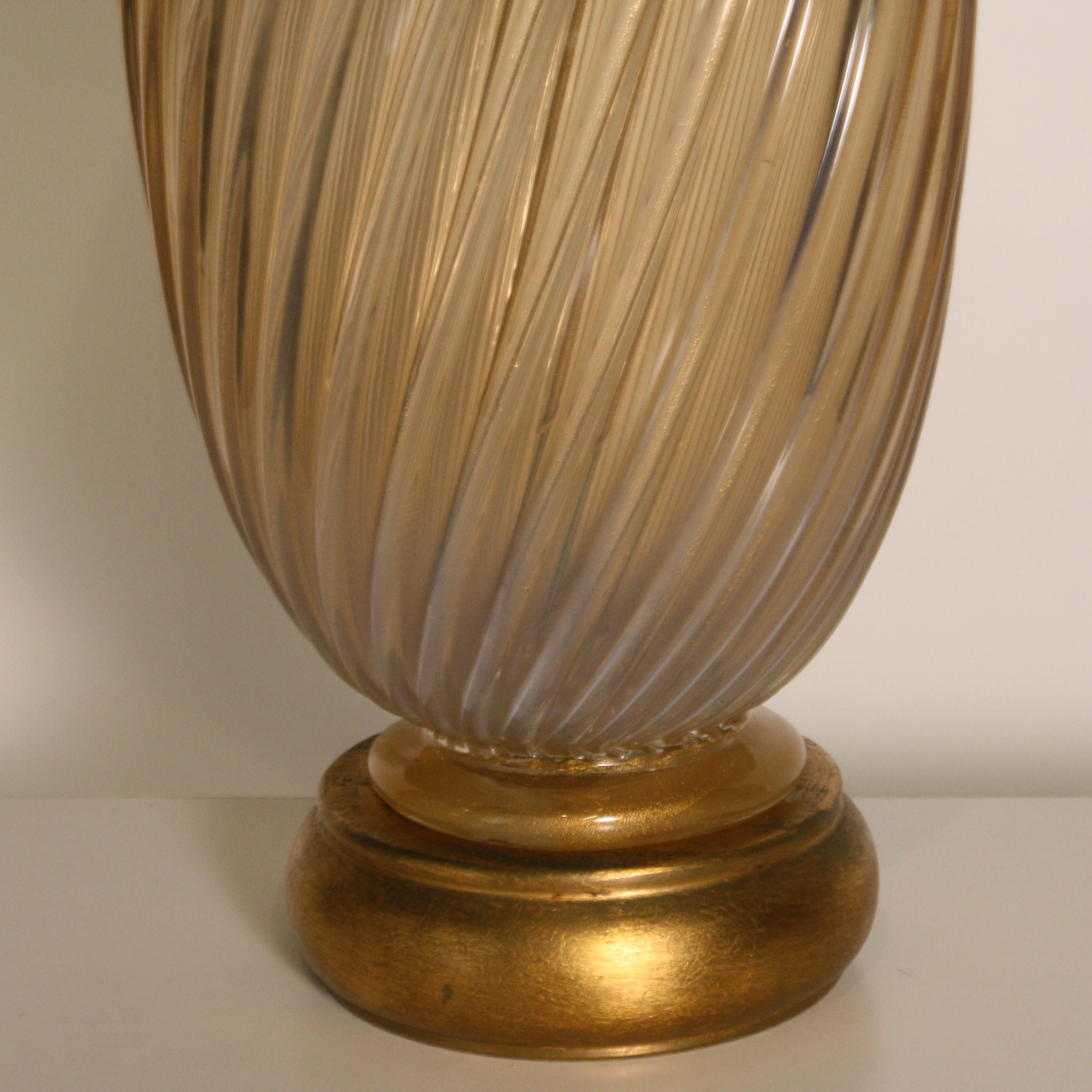 Mid-20th Century Gold & Opaline Murano Lamp, c. 1950 For Sale