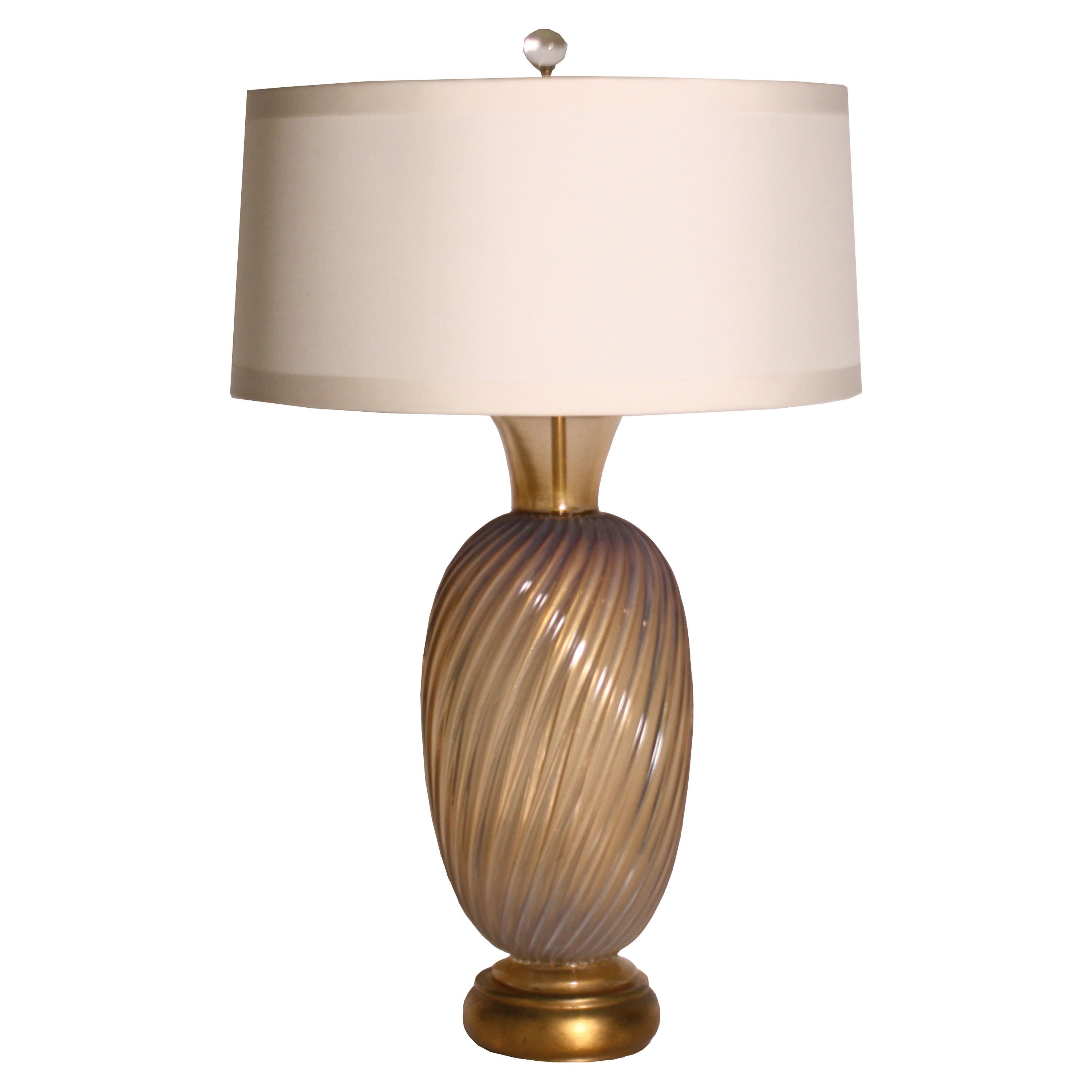 Gold & Opaline Murano Lamp, c. 1950 For Sale