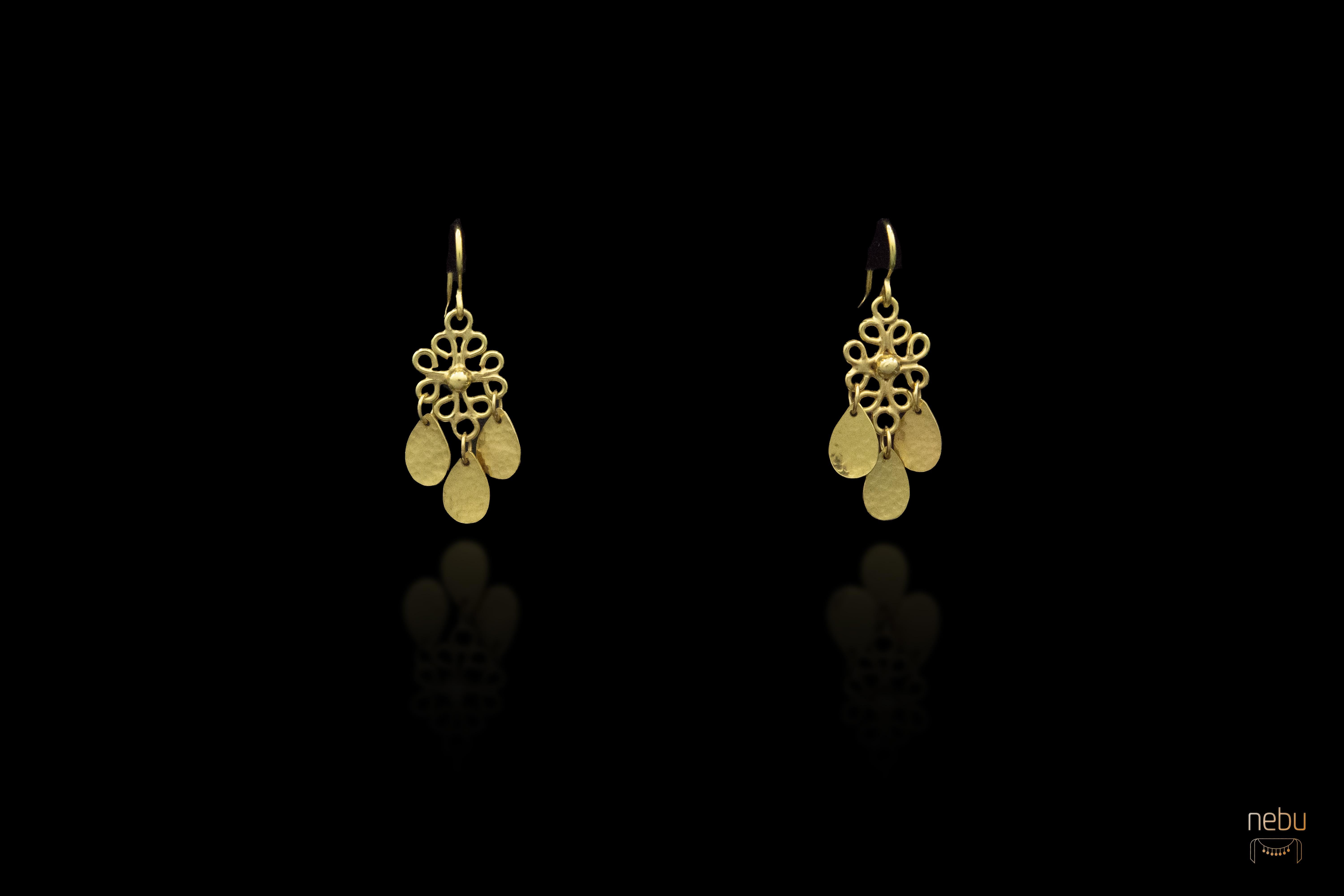 Aesthetic Movement Gold open filigree earrings For Sale