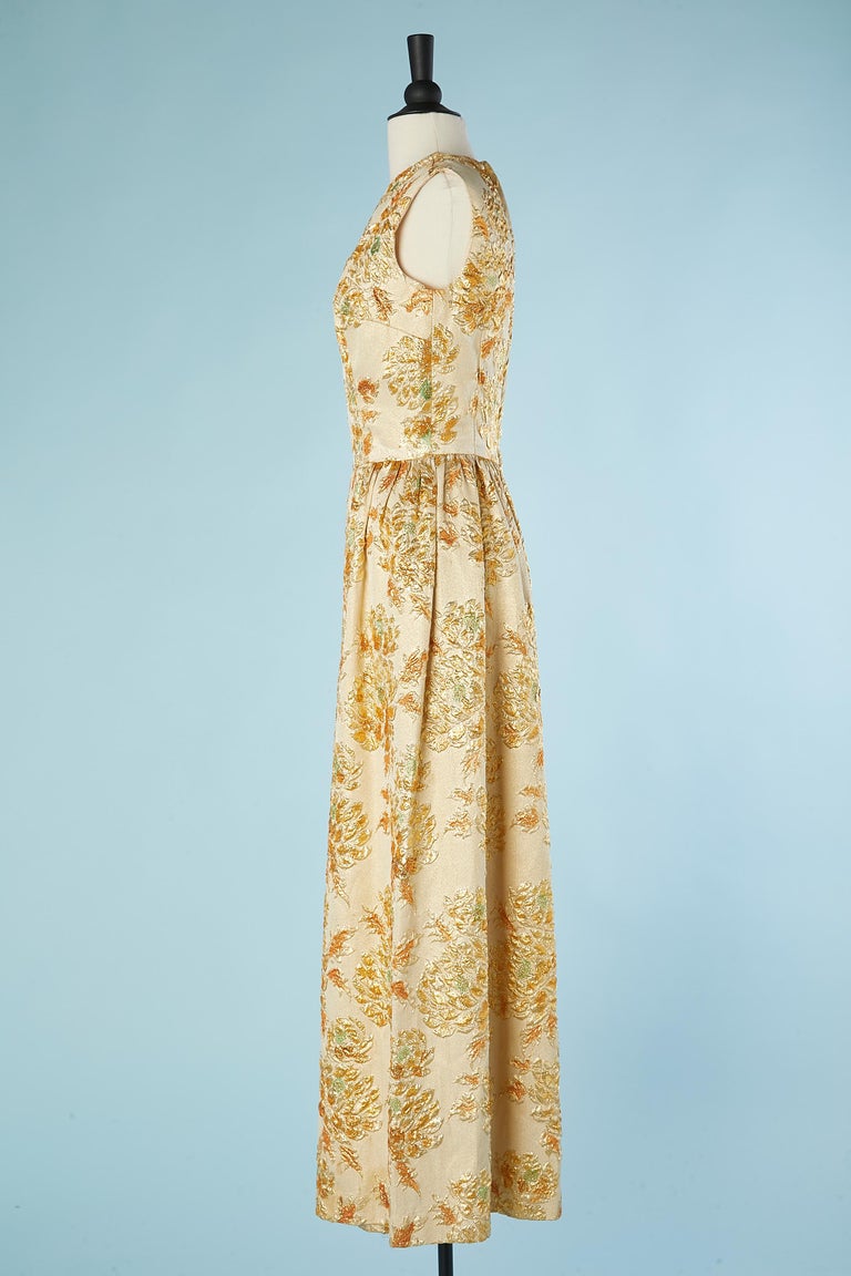 1960s Gold Beaded & Silk Brocade Organza Jumpsuit