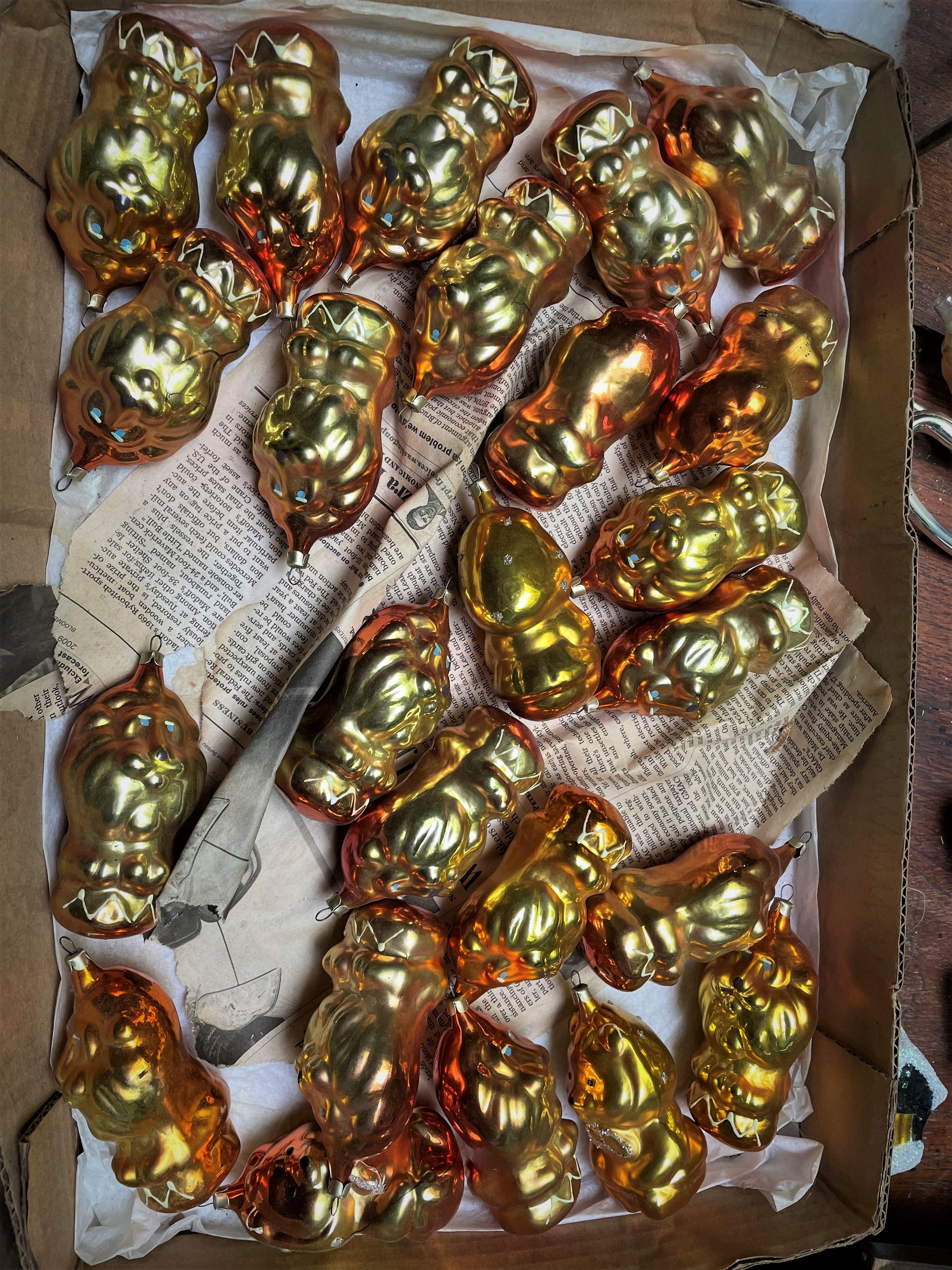 Gold & Orange mundgeblasenes Quecksilberglas Circus Löwe Weihnachtsbaum Ornament  im Angebot 3