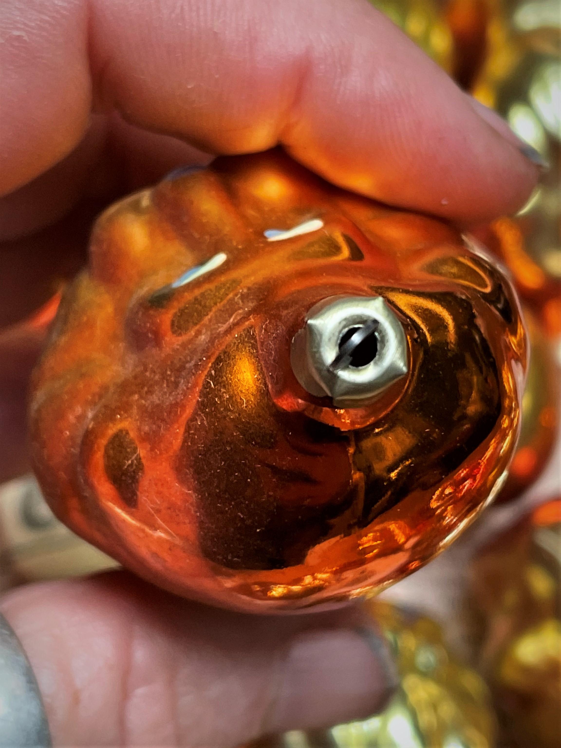 Gold & Orange Blown Mercury Glass Circus Lion Christmas Tree Ornament  For Sale 2