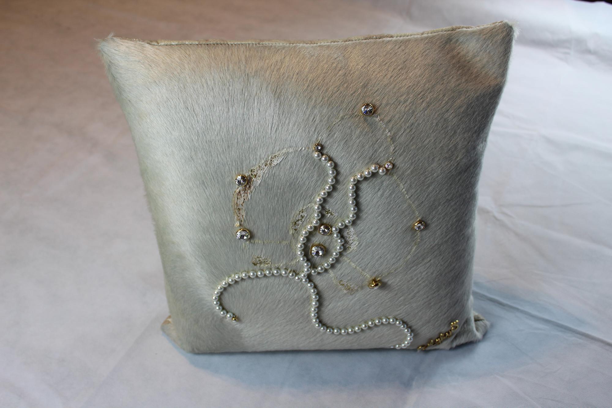 Gold Orchid Cushion, Made in Italy 1