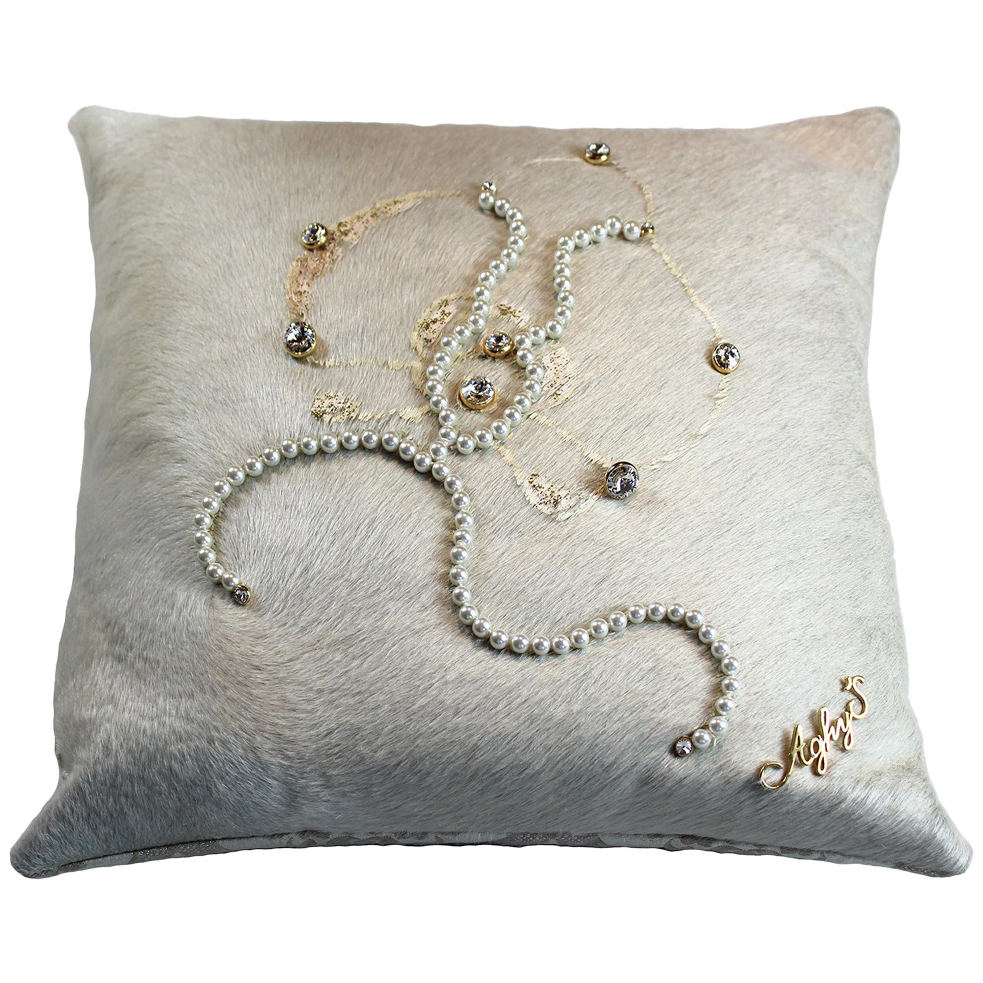 Gold Orchid Cushion, Made in Italy