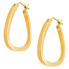 Gold Organic Shaped Hoop Earrings, 14 Karat Gold High Polish Organic Shape Hoops