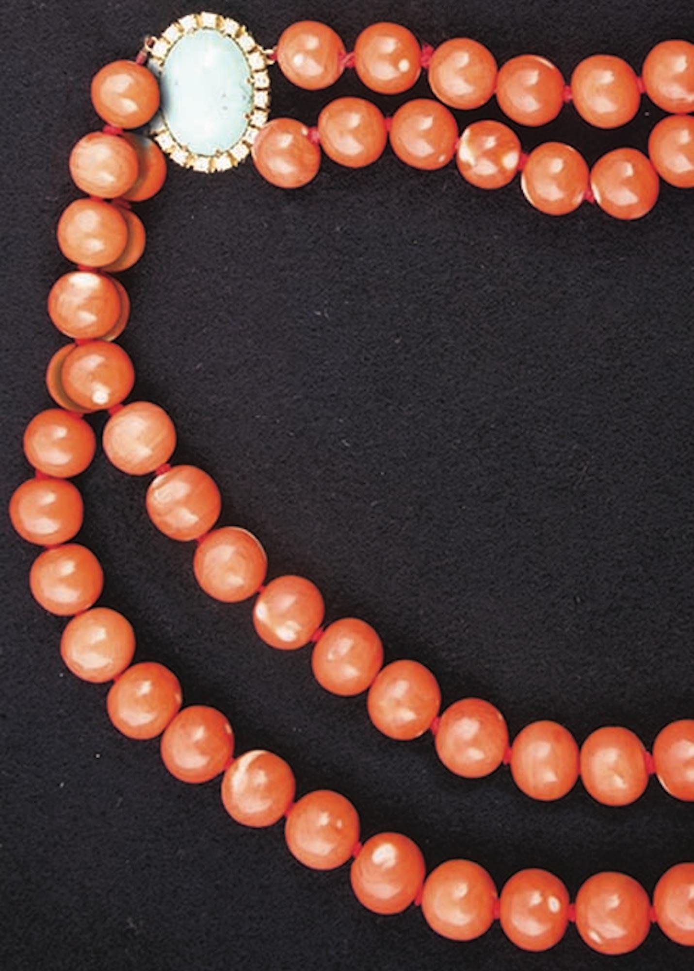 Contemporary Gold, Oriental Red Coral Necklace