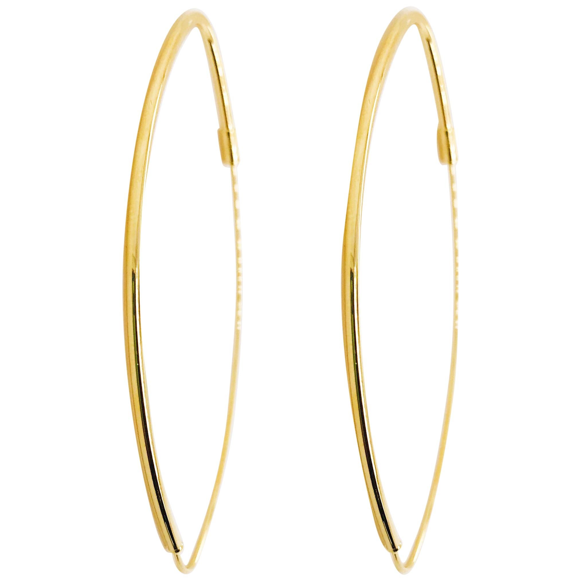Gold Oval Hoop Earrings 14 Karat Yellow Gold Thin Oval Hoops For 