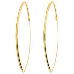 Gold Oval Hoop Earrings 14 Karat Yellow Gold Thin Oval Hoops