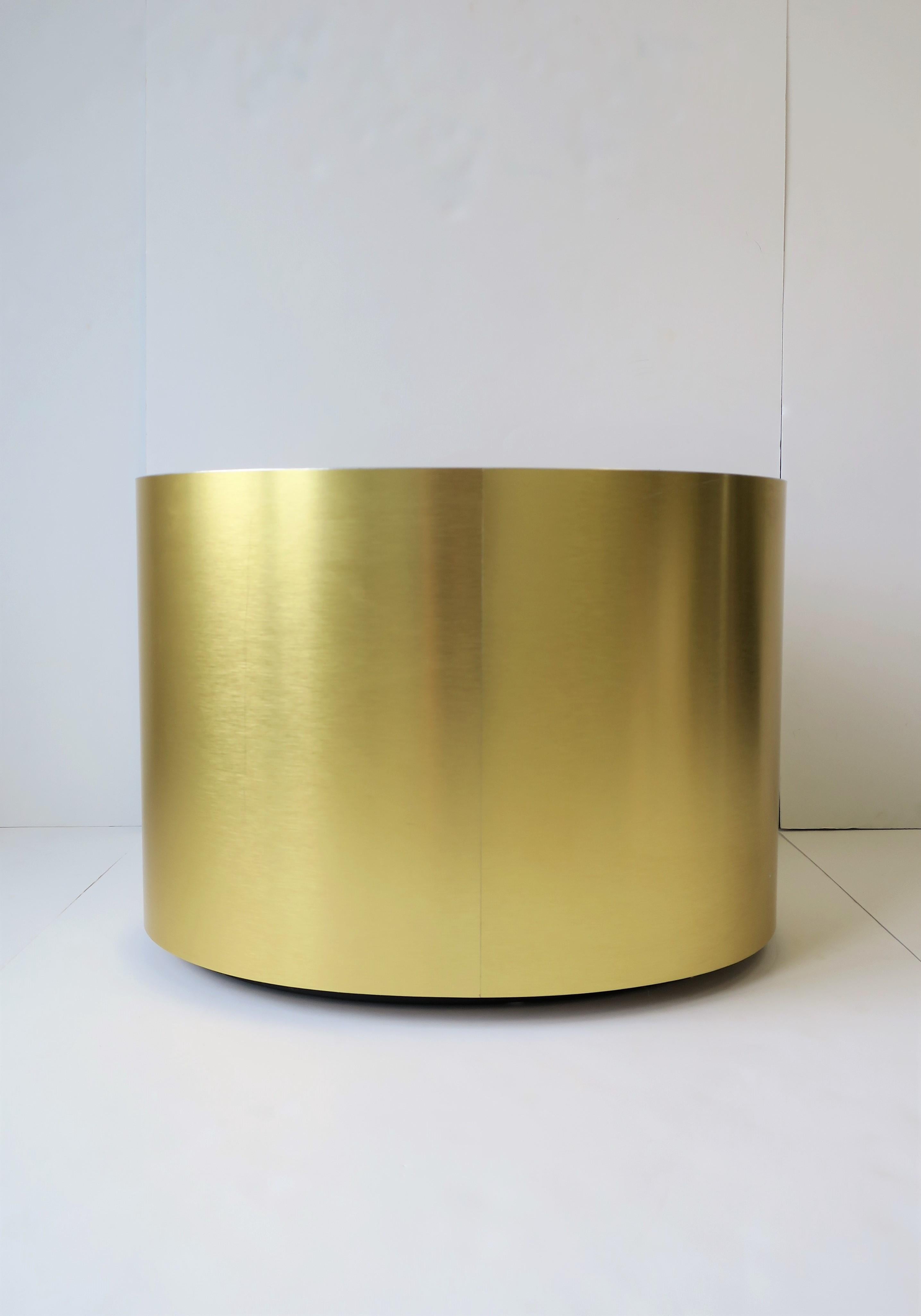 Contemporary Brushed Gold Oval Metal Side or Cocktail Table