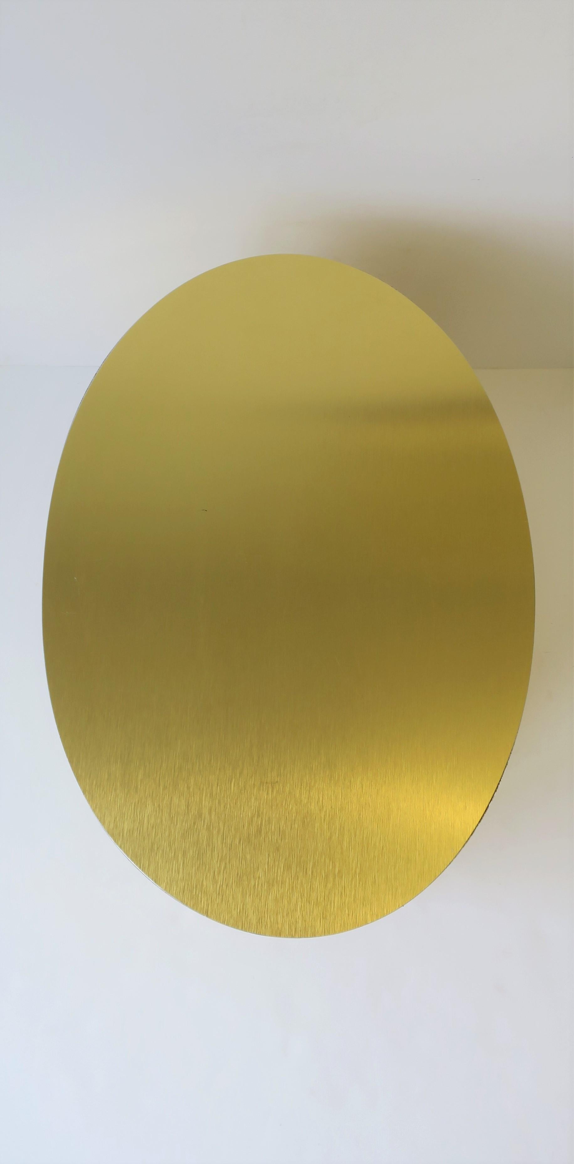 Brushed Gold Oval Metal Side or Cocktail Table 7