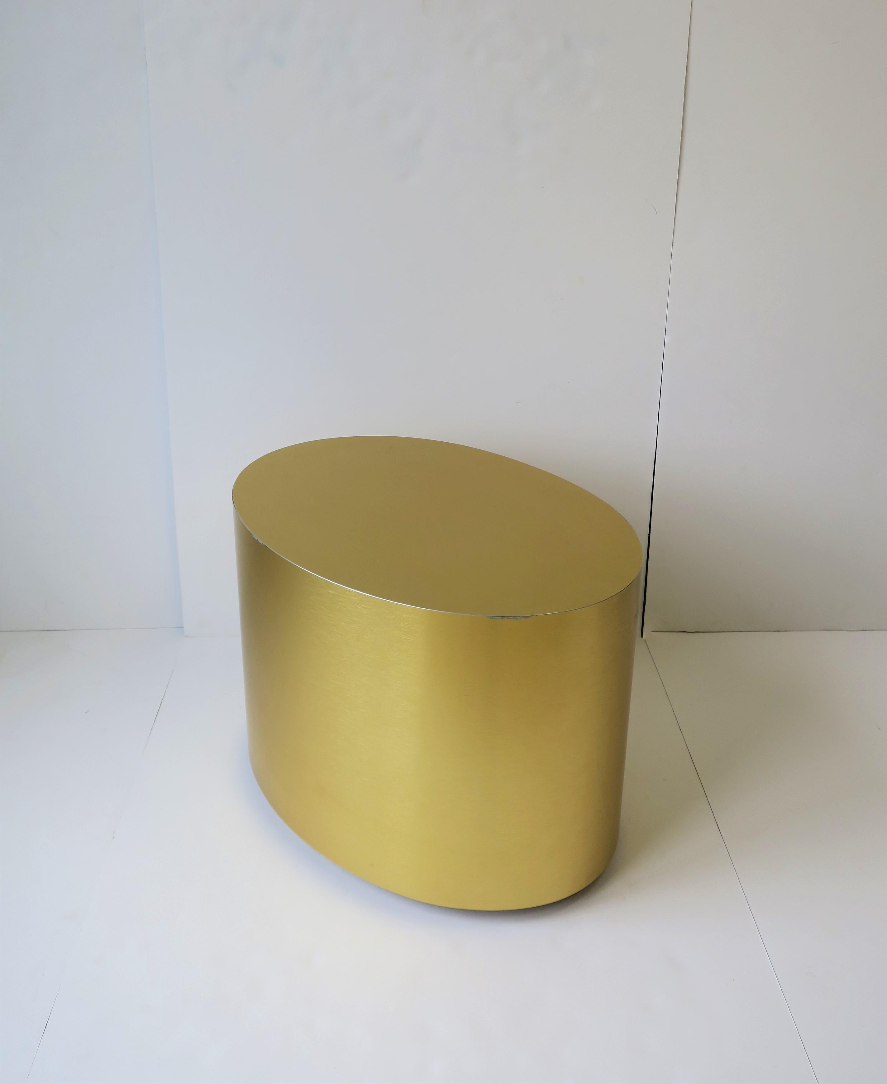 Plated Brushed Gold Oval Metal Side or Cocktail Table