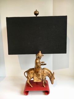 Gold over Bronze Asian Figural Lamp