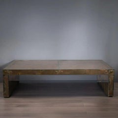 Gold Oxidized Mirror Coffee Table Seventies Style