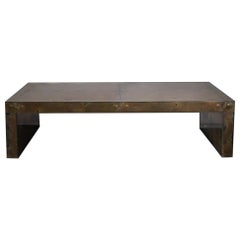 Gold Oxidized Mirror Coffee Table Seventies Style