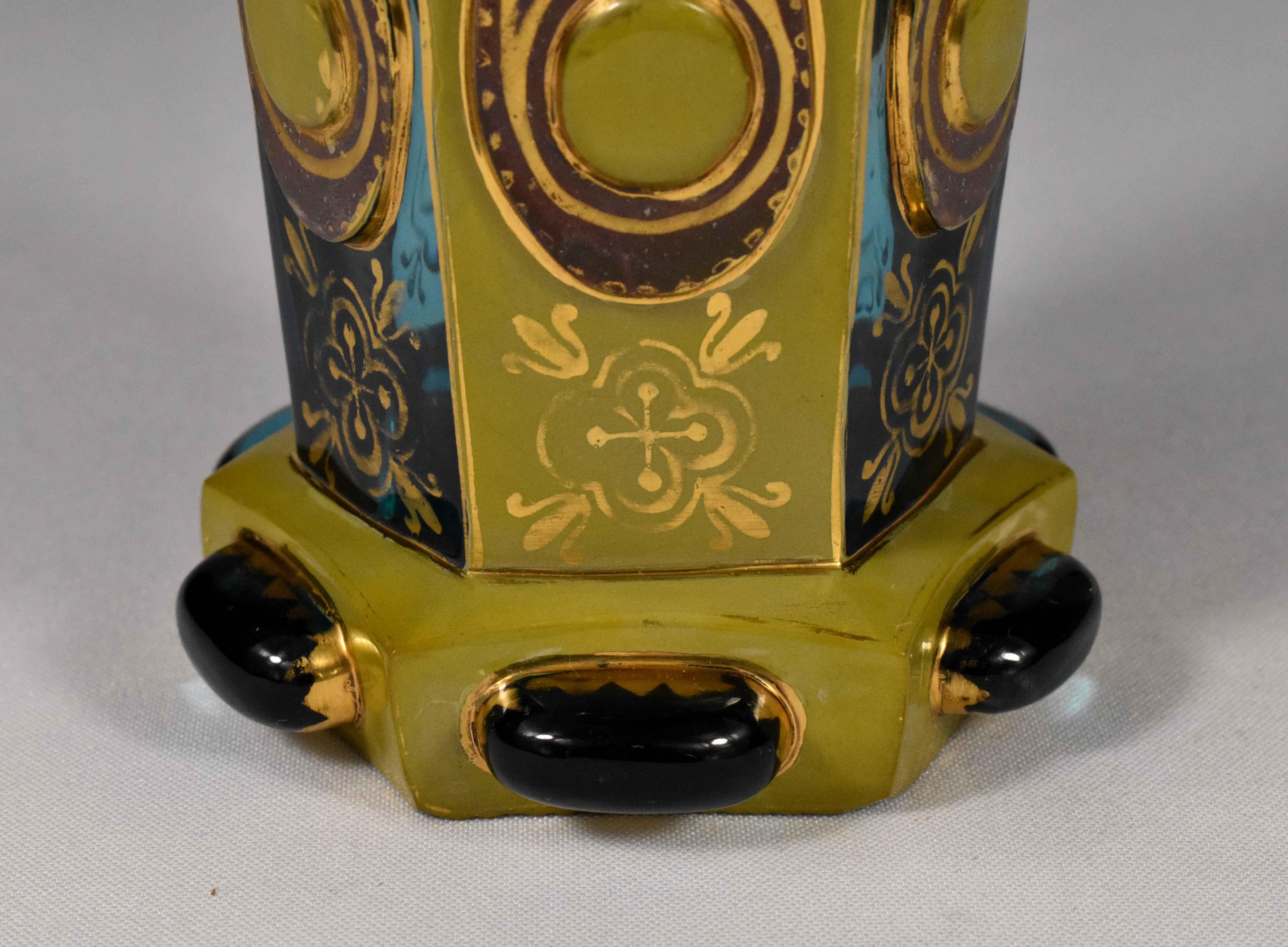 Gold Painted Lithyaline Goblet, F. Egermann 19th Century Bohemian Glass 1