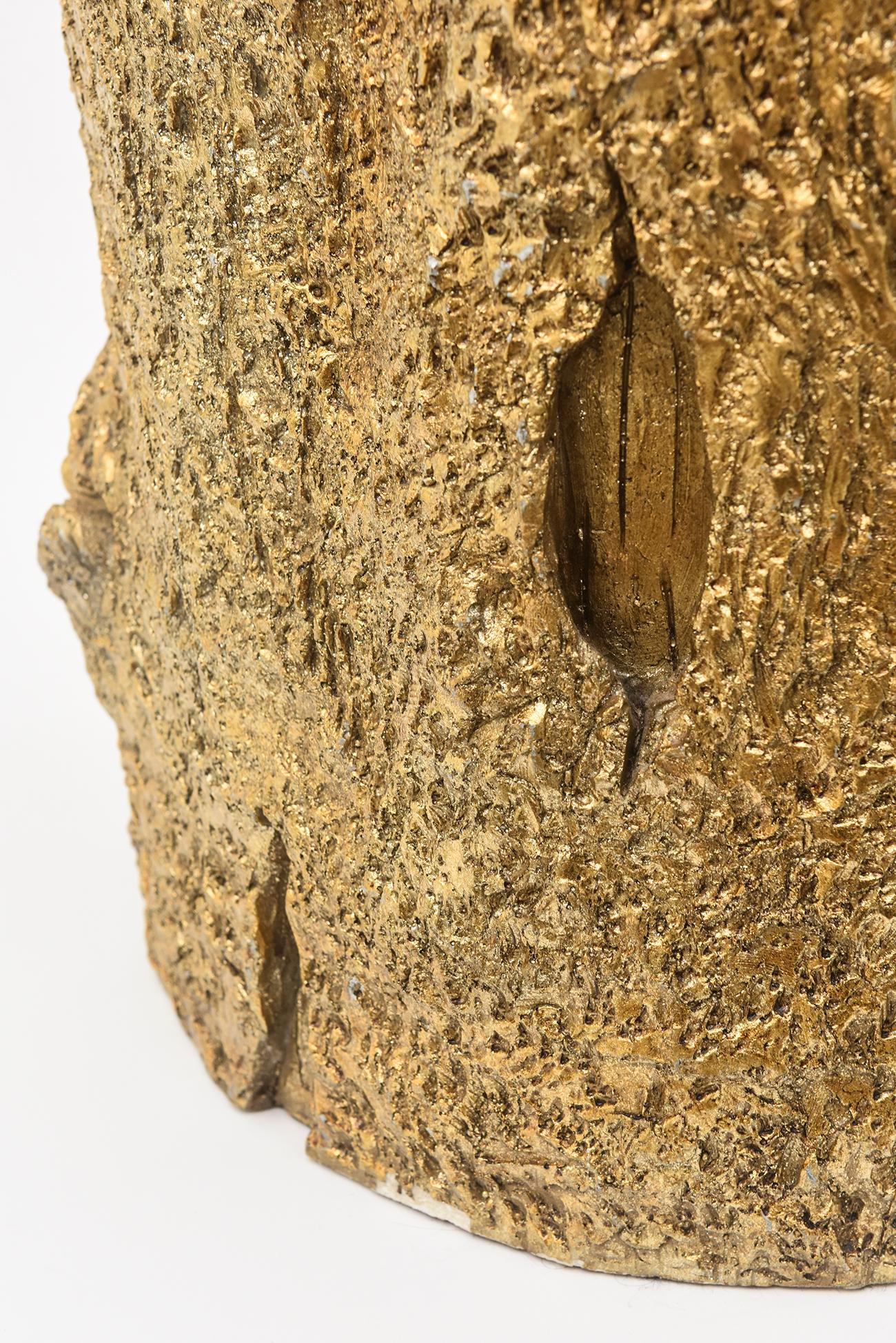 Gold Painted Resin Plaster Composition Tree Stump Stool or Side Table Sculpture 4