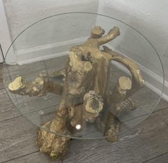 Gold Painted Tree Root Side Table