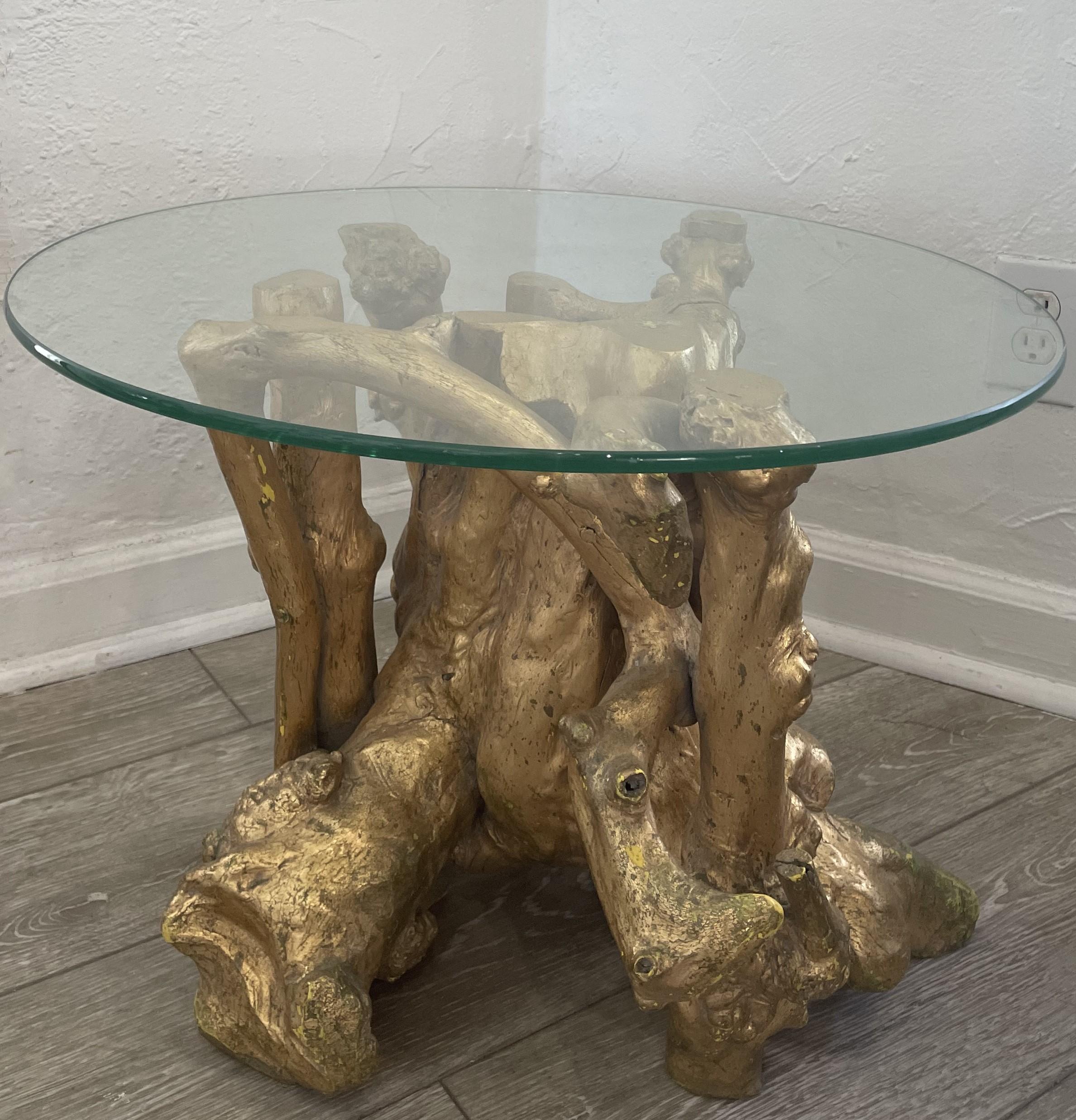 gold tree trunk coffee table