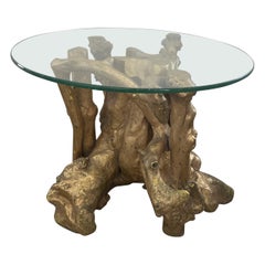 Gold Painted Tree Root Side Table