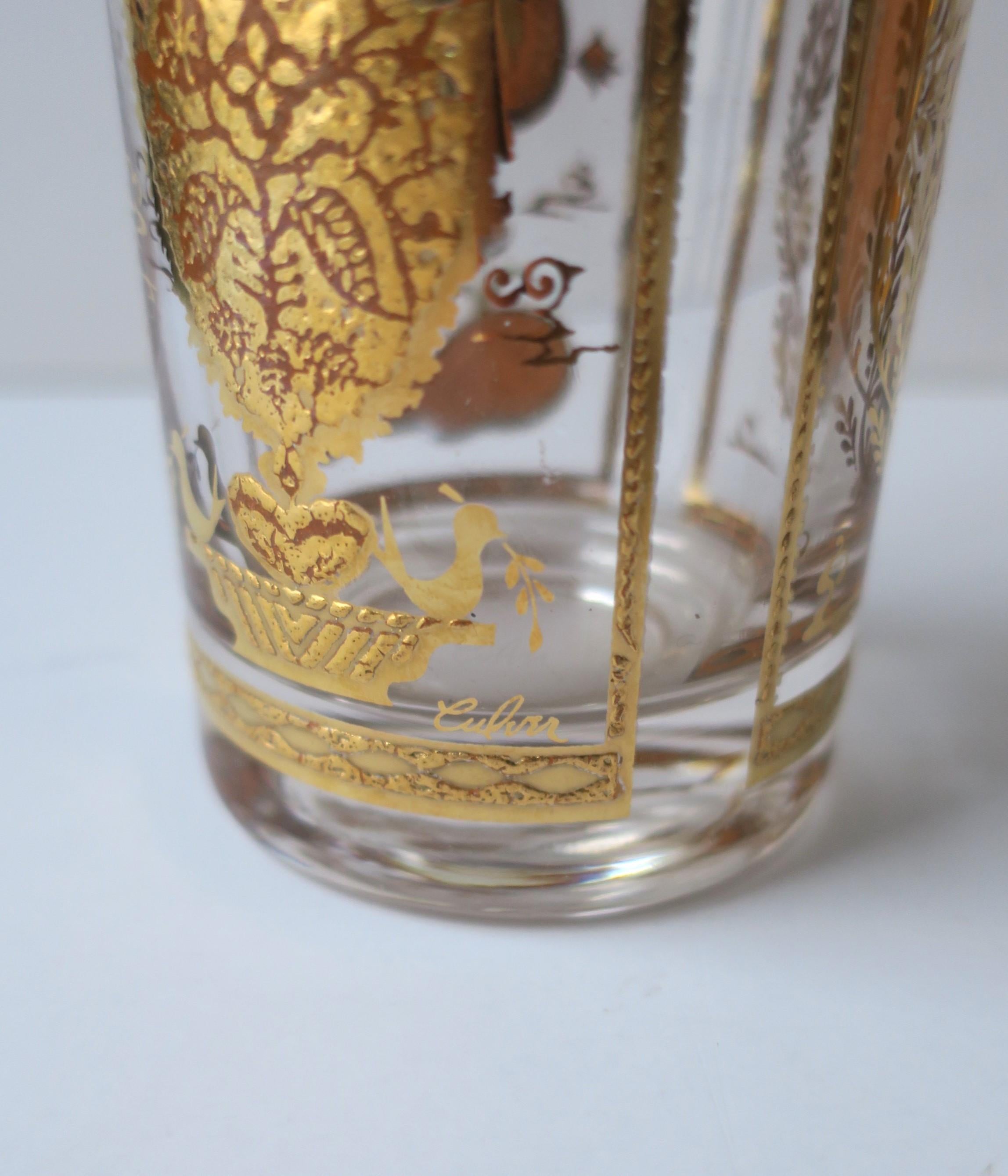 Gold Paisley Highball Cocktail Glasses by Culver, Set of 4 For Sale 5