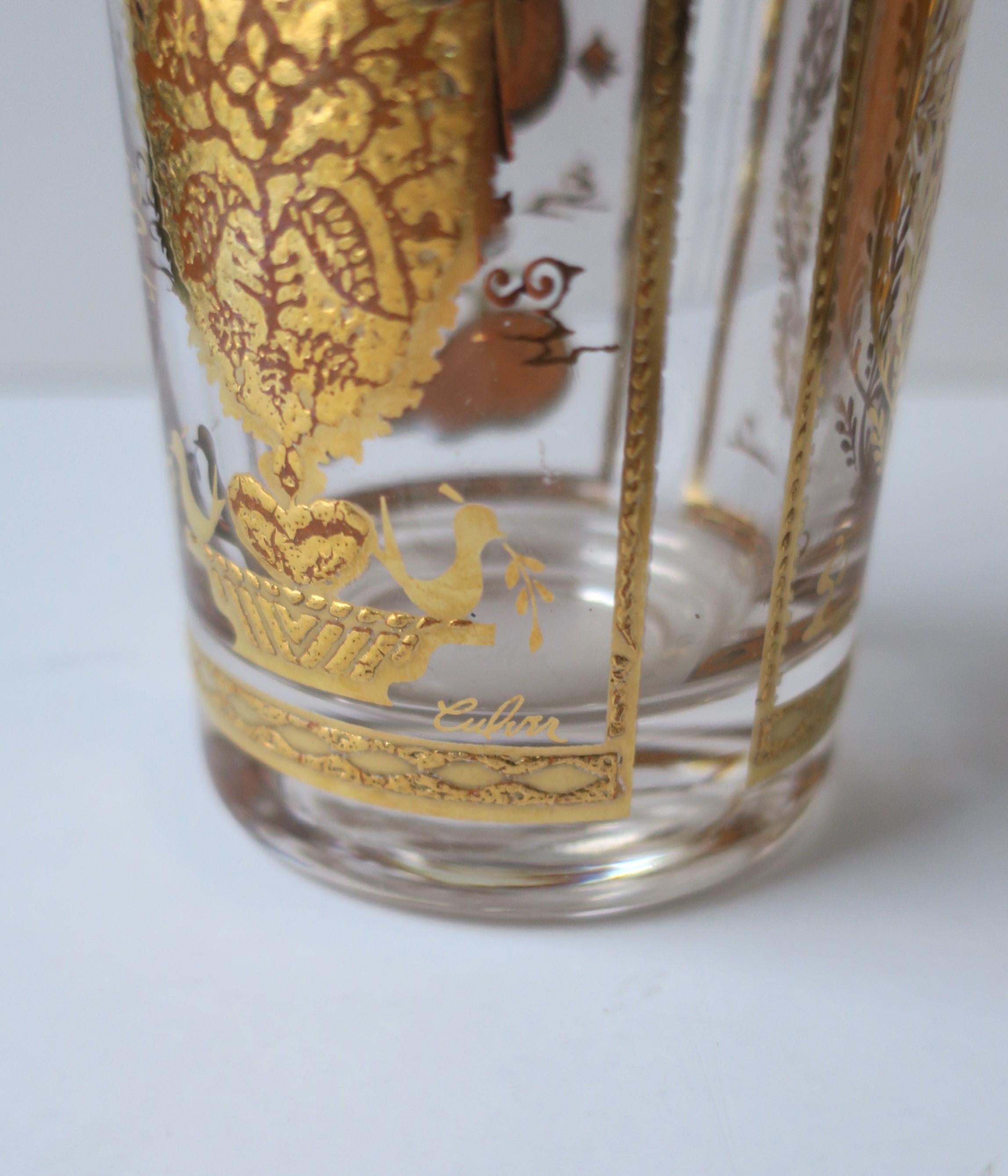 Gold Paisley Moroccan Highball Cocktail Glasses by Culver, Set of 4 For Sale 5