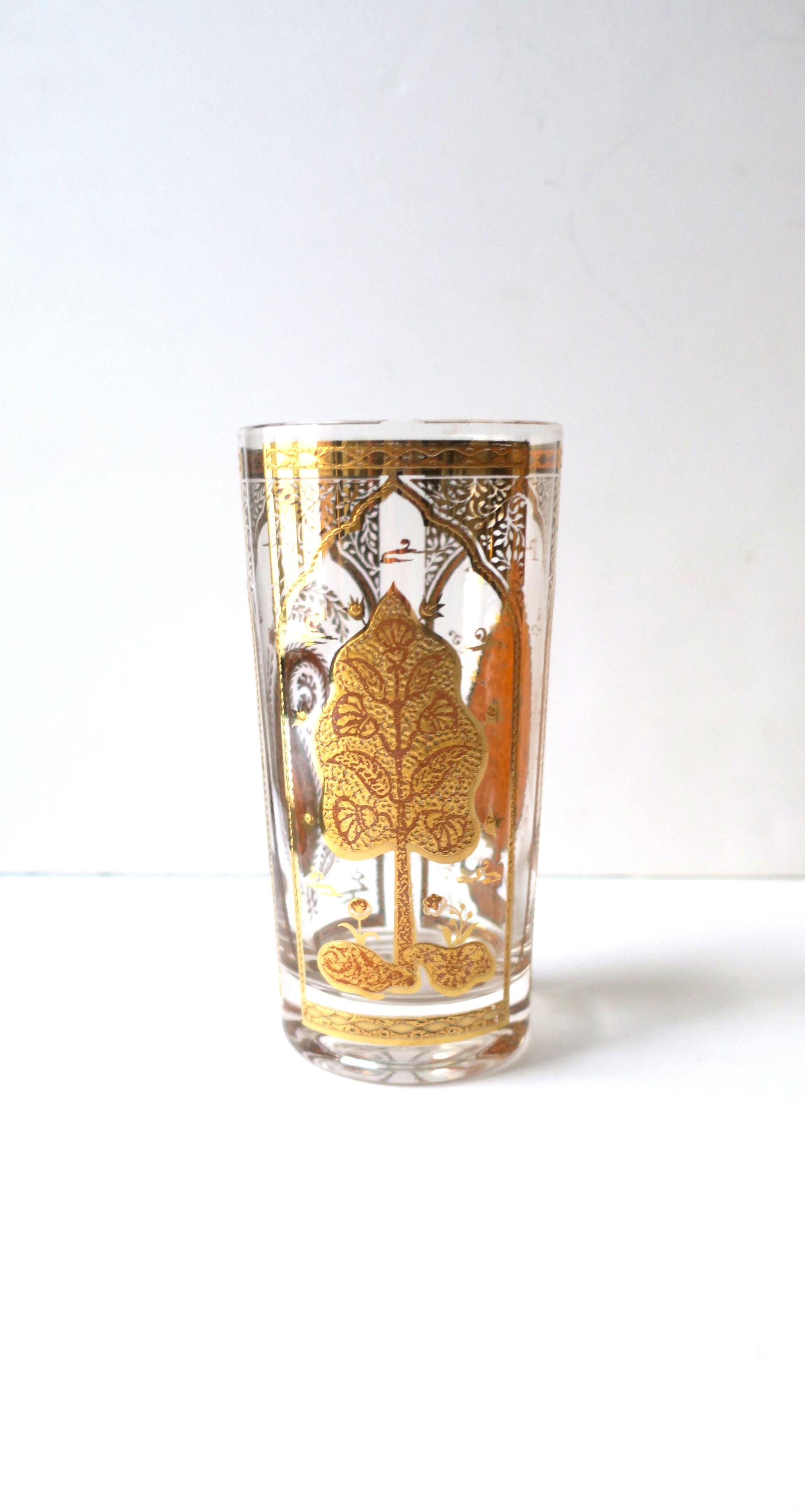 Verres à cocktail marocains à motif cachemire doré par Culver, lot de 4 en vente 3