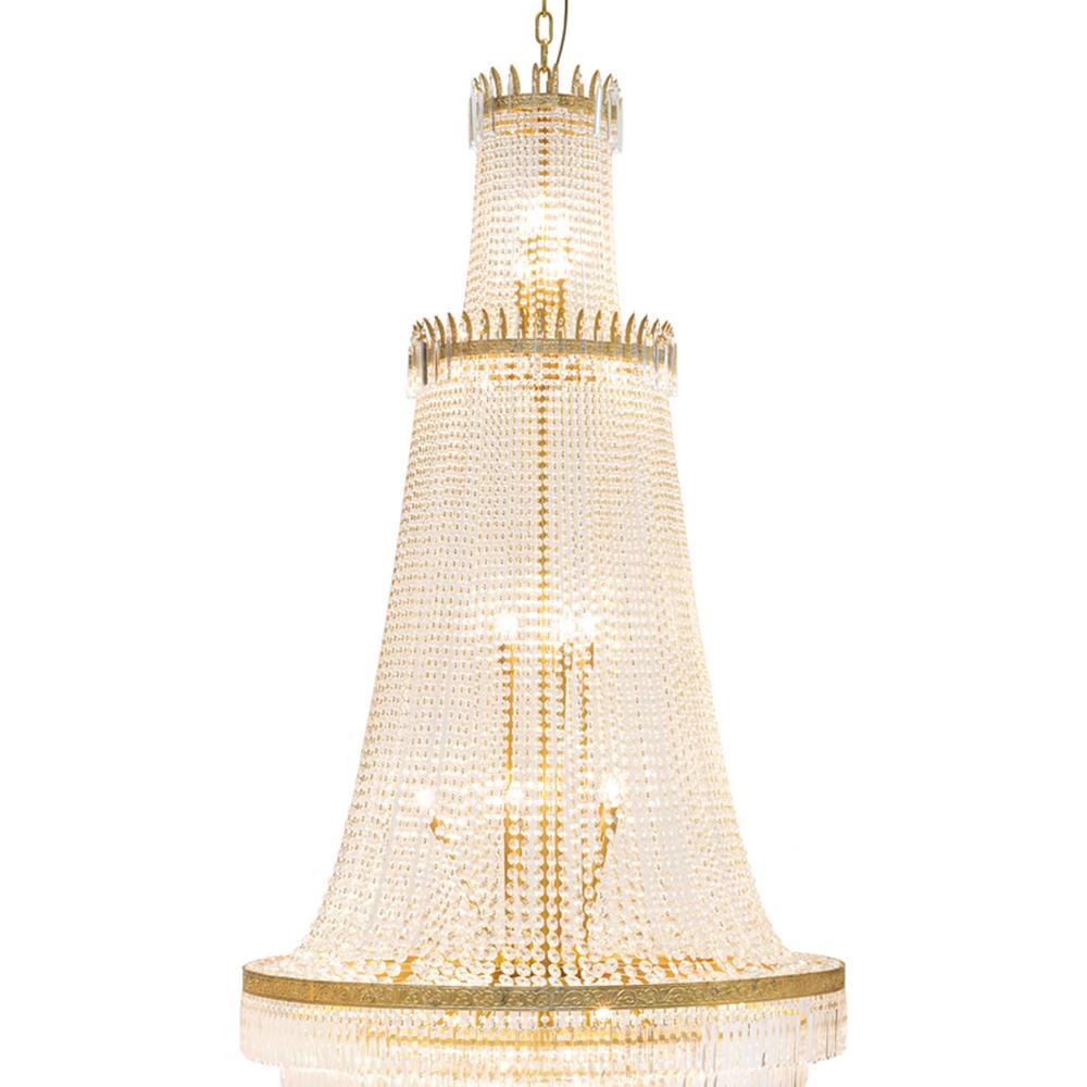 Chandelier Gold Palace with structure in solid 
bronze. With 42 bulbs. With clear glass pendants.