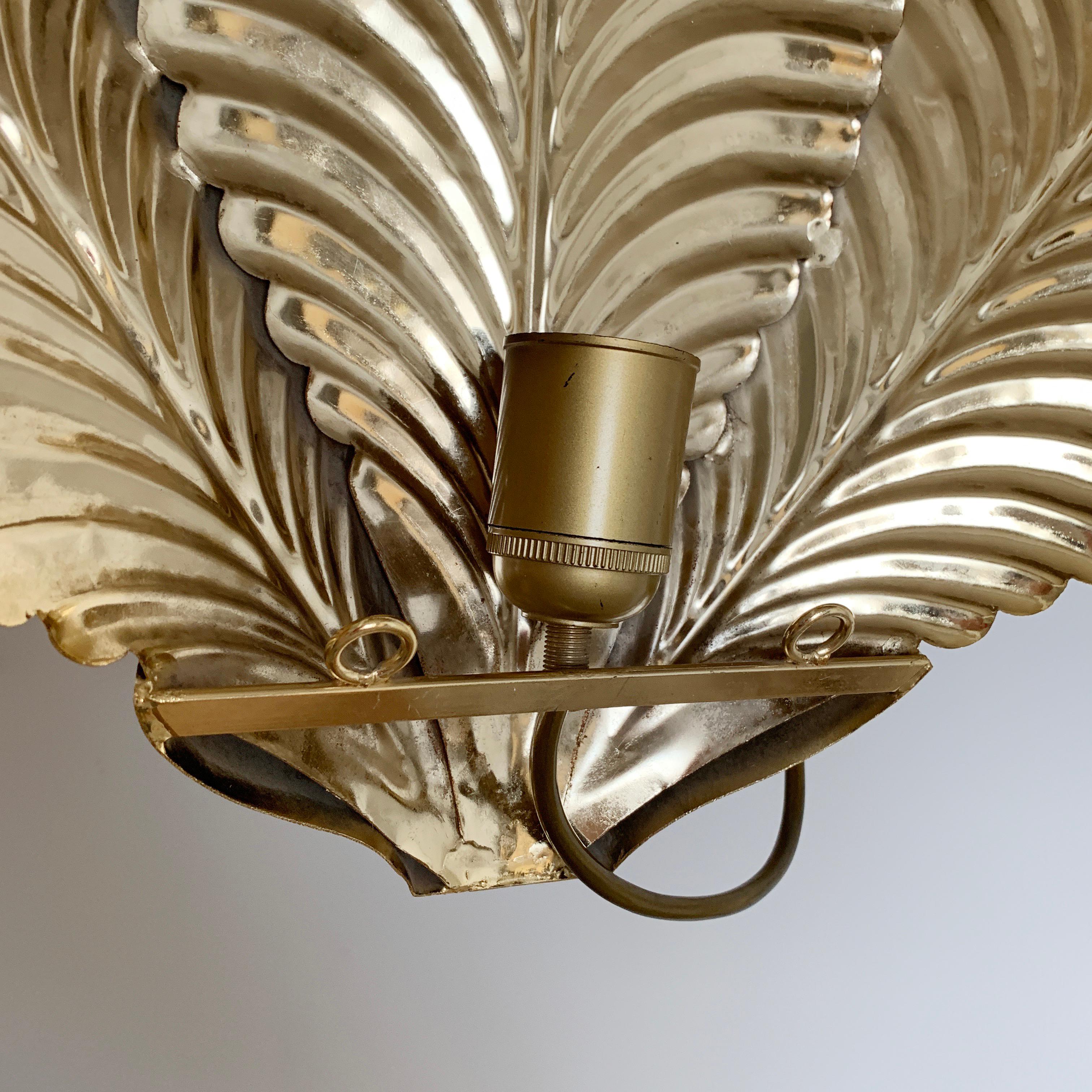 20th Century Gold Palm Leaf Wall Sconce Uplighter, 1980s