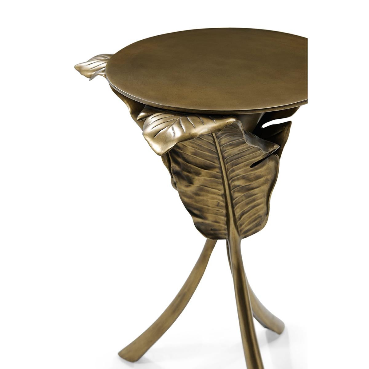 Contemporary Gold Palmetto Accent Table For Sale