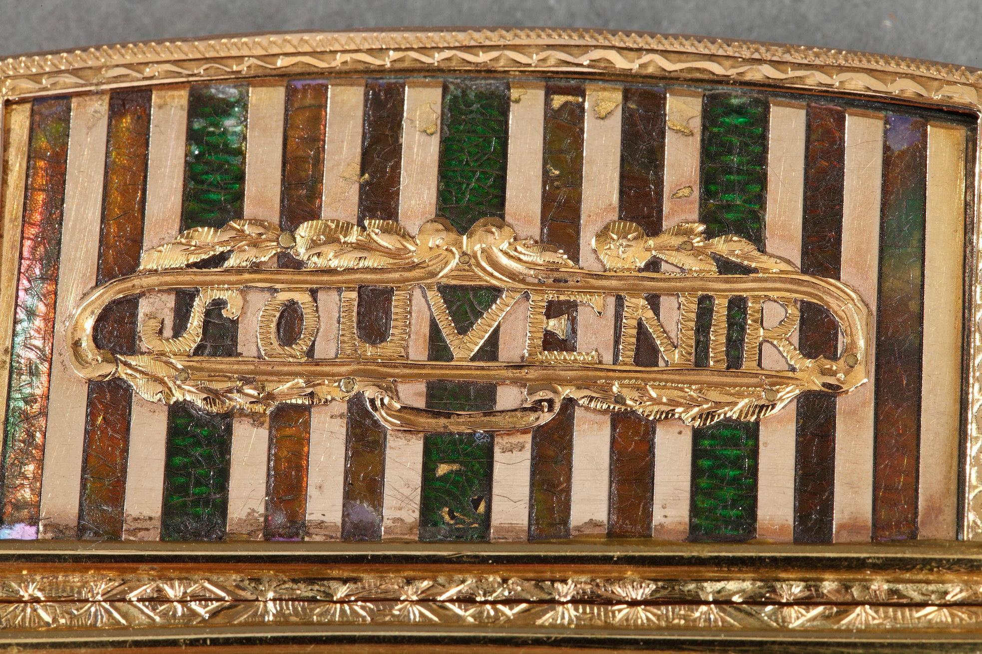 Schreibmappe aus Goldblech und Vernis Martin, französische Handwerkskunst, Louis XV im Angebot 7