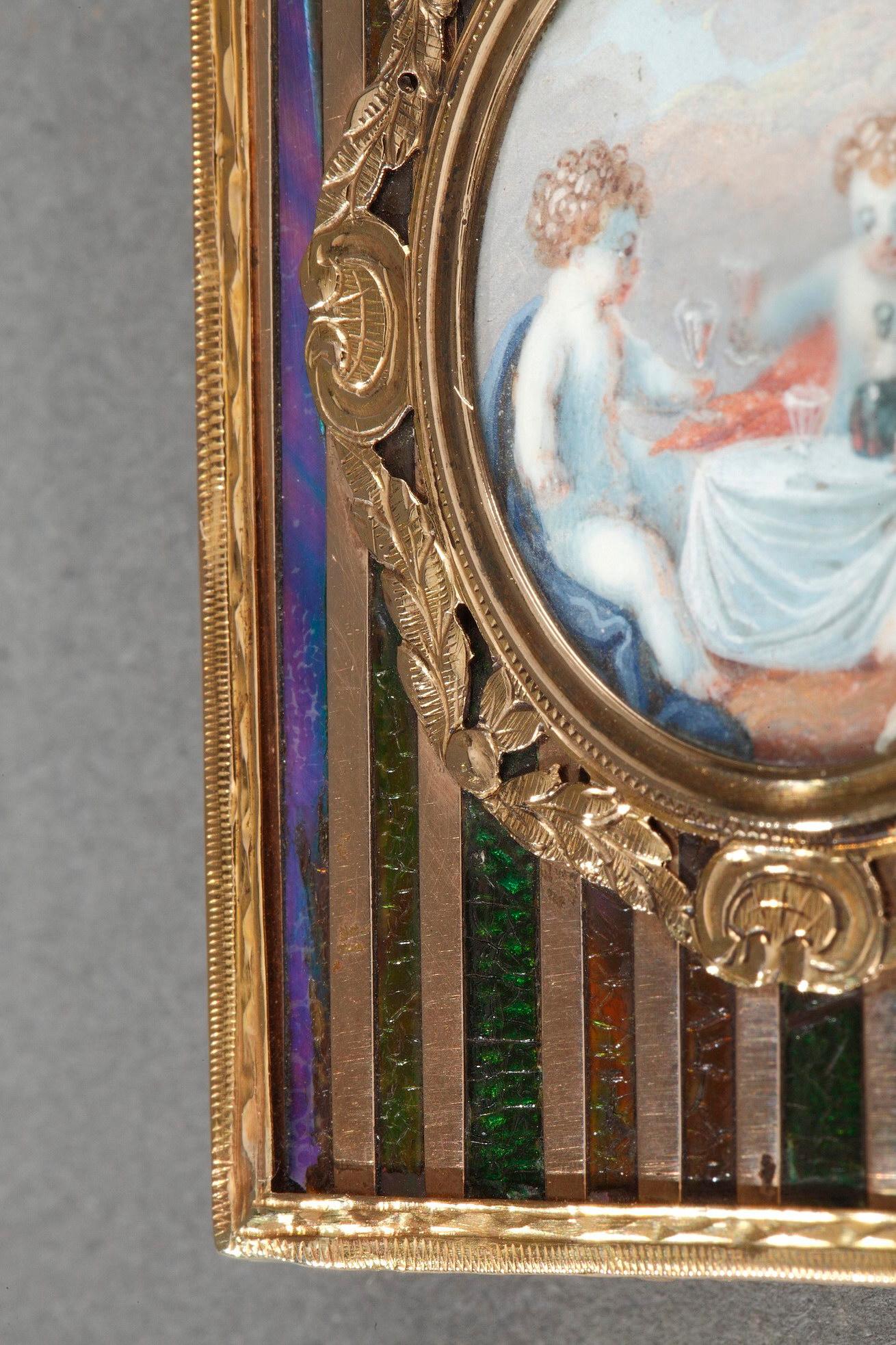 Schreibmappe aus Goldblech und Vernis Martin, französische Handwerkskunst, Louis XV im Angebot 9