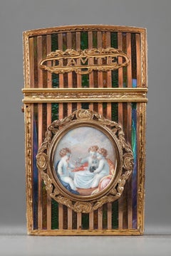 Gold Panel and Vernis Martin Writing Case, French Craftsmanship, Louis XV
