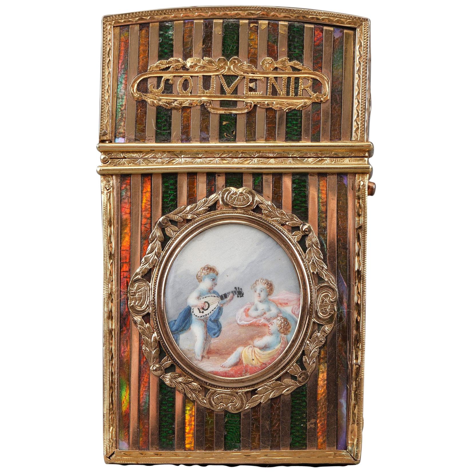 Gold Panel and Vernis Martin Writing Case, French Craftsmanship, Louis XV For Sale