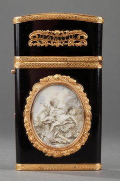 Gold panel and vernis Martin writing case. Louis XVI period.
