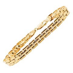 Gold Panther Chain Bracelet with Large Lobster Clasp, 14 Karat Yellow Gold