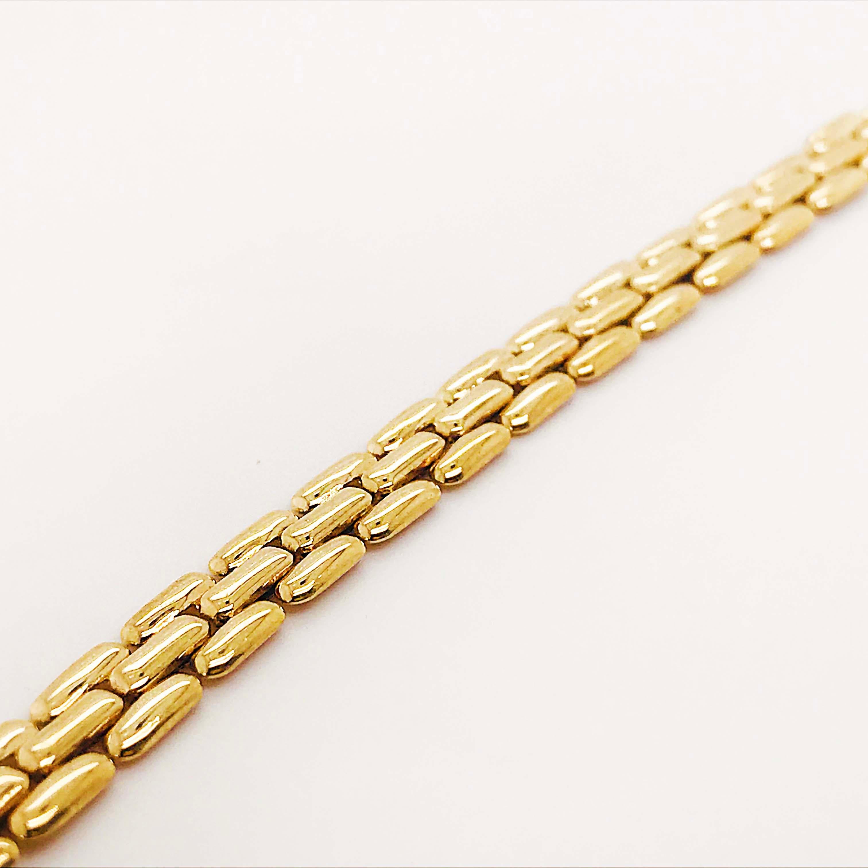 Gold Panther Chain Bracelet with Large Lobster Clasp, 14 Karat Yellow Gold 9