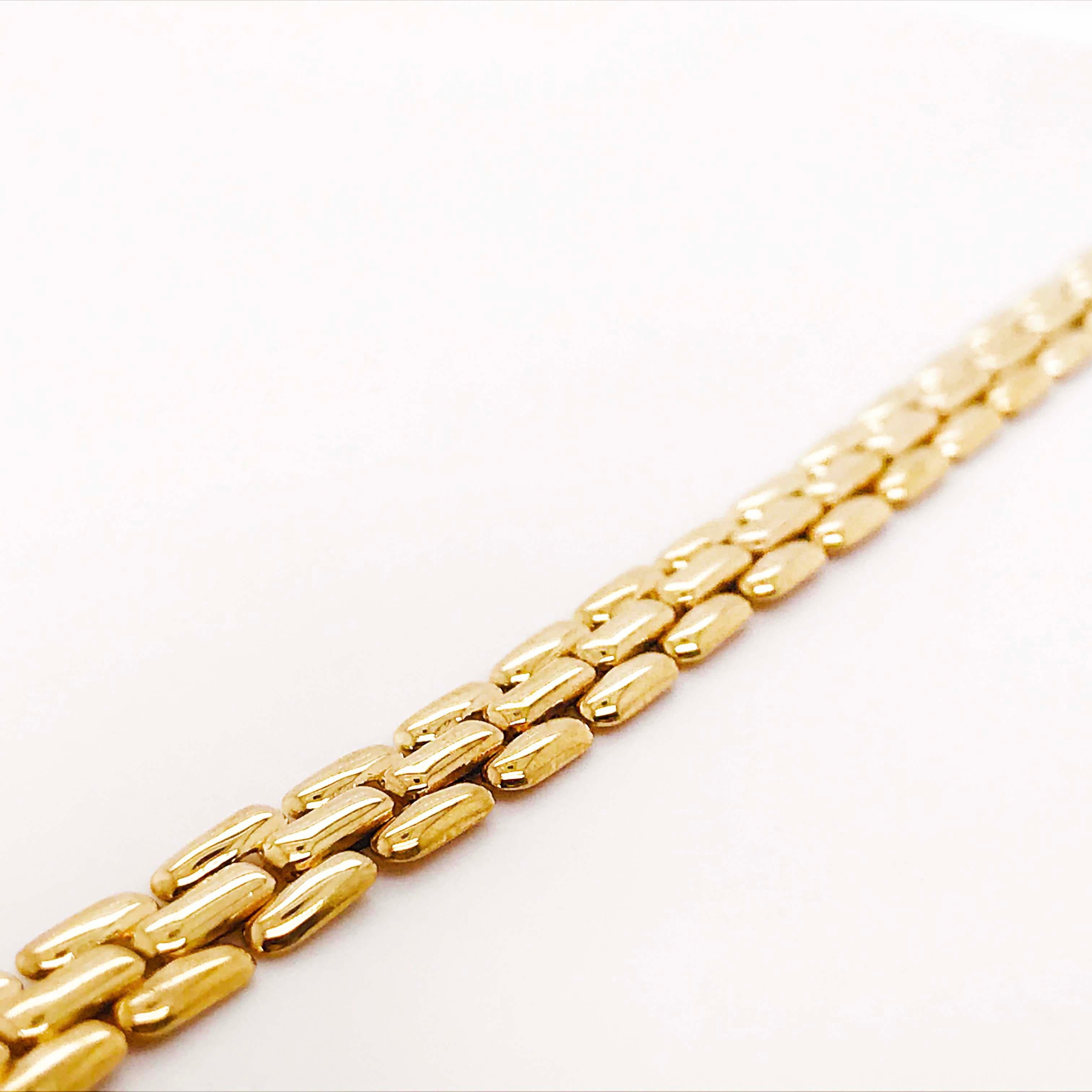Gold Panther Chain Bracelet with Large Lobster Clasp, 14 Karat Yellow Gold 10