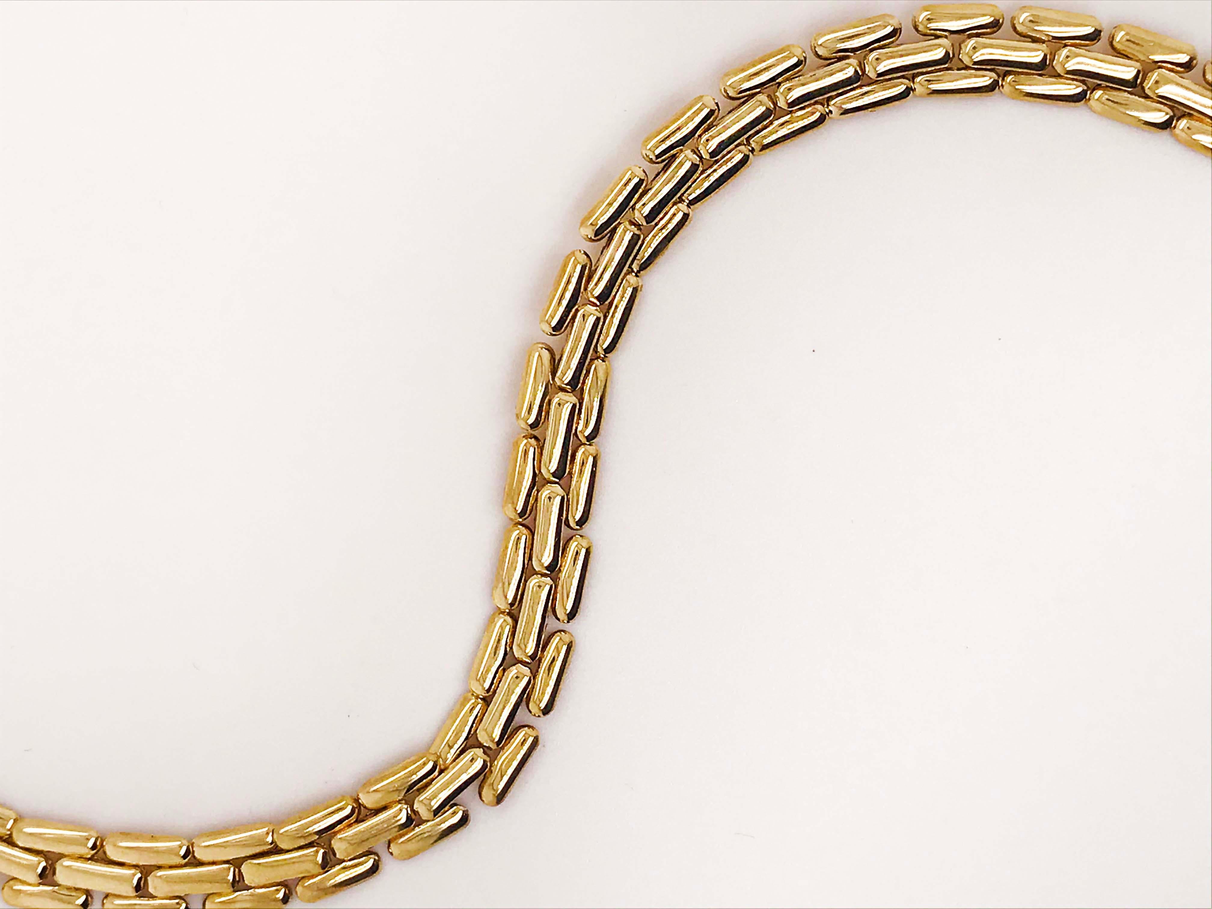 Women's or Men's Gold Panther Chain Bracelet with Large Lobster Clasp, 14 Karat Yellow Gold