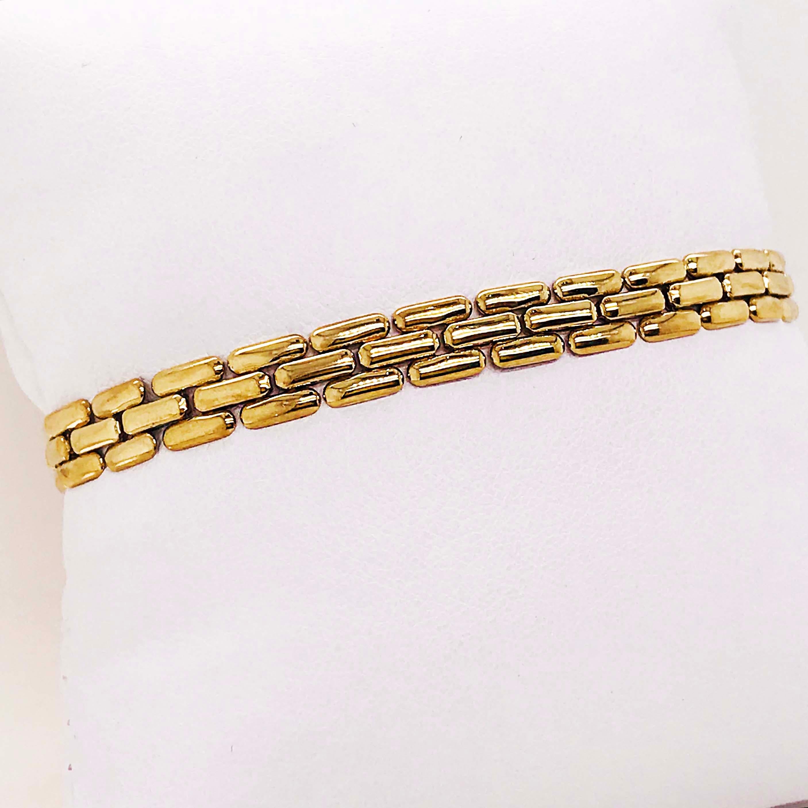Gold Panther Chain Bracelet with Large Lobster Clasp, 14 Karat Yellow Gold 2